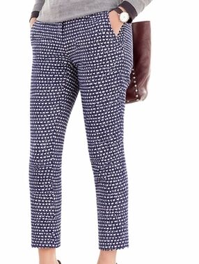 J. Crew Cafe Capri Silk Blend Blue Black Cream Tweed Tailored Crop Ankle Pant